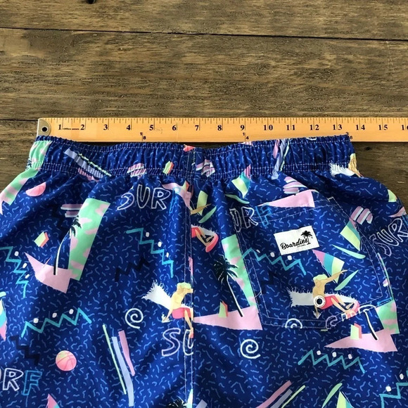 Boardies Medium Blue Surf Printed Lined Swim Shorts Trunks Tropical Sailboat M - Picture 4 of 5